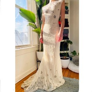 Alice + Olivia white lace beaded gown- perfect for wedding